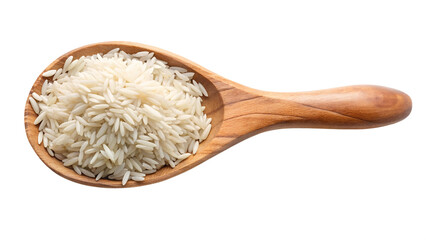rice grains in wooden spoon isolated on transparent background png