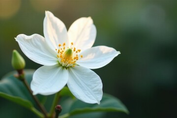 Delicate white blossom, petals softly unfurled , graphic, aesthetic