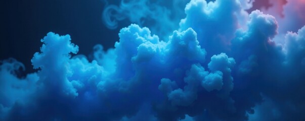 Obraz premium Dense blue smoke billowing, dramatic backdrop, blue smoke, heavy