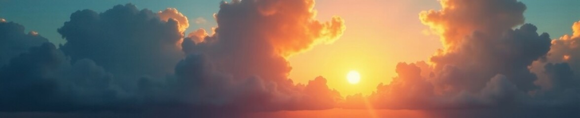 Dramatic clouds, divine sun rays pierce heavy sky, faith, cloudscape, royalty