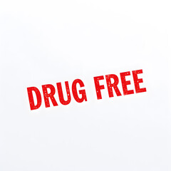 Drug Free text stamp red rubber stamp on white background. Generative AI
