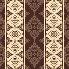 Brown And Gold Victorian Damask Luxury Decorative Fabric Pattern