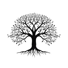 tree with roots silhouette