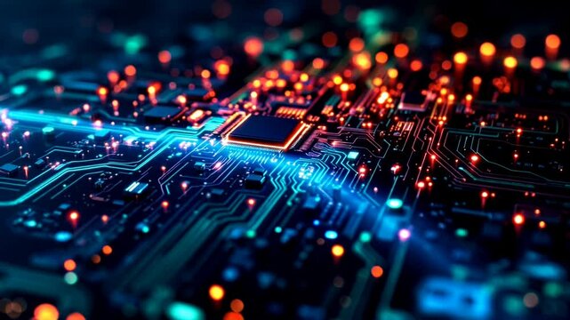 Animation abstract digital computer chipset motherboard video