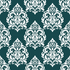 Geometric ethnic oriental damask green pattern traditional Design for background,carpet,wallpaper,clothing,wrapping,Batik,fabric,Vector illustration.