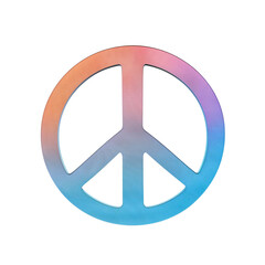 Minimalistic pastel peace symbol with a smooth gradient effect, isolated on a transparent background. Soft, modern design ideal for themes of peace, unity, activism, and harmony.