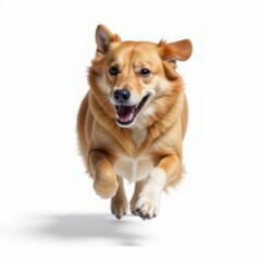 Fast dog in full sprint, isolated white background, swift, canine