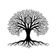 a tree with roots silhouette