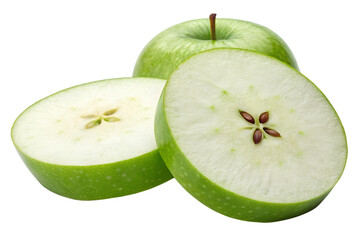 slices of green apple a isolated on transparent background png