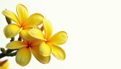 Fototapeta premium Isolated bright yellow frangipani tree, full bloom , flora, leaves