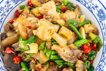 A bowl of spicy beef tendon