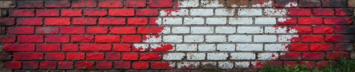 Obraz premium Ghostly remnants of a painted advertisement on a brick wall, abstract, grunge