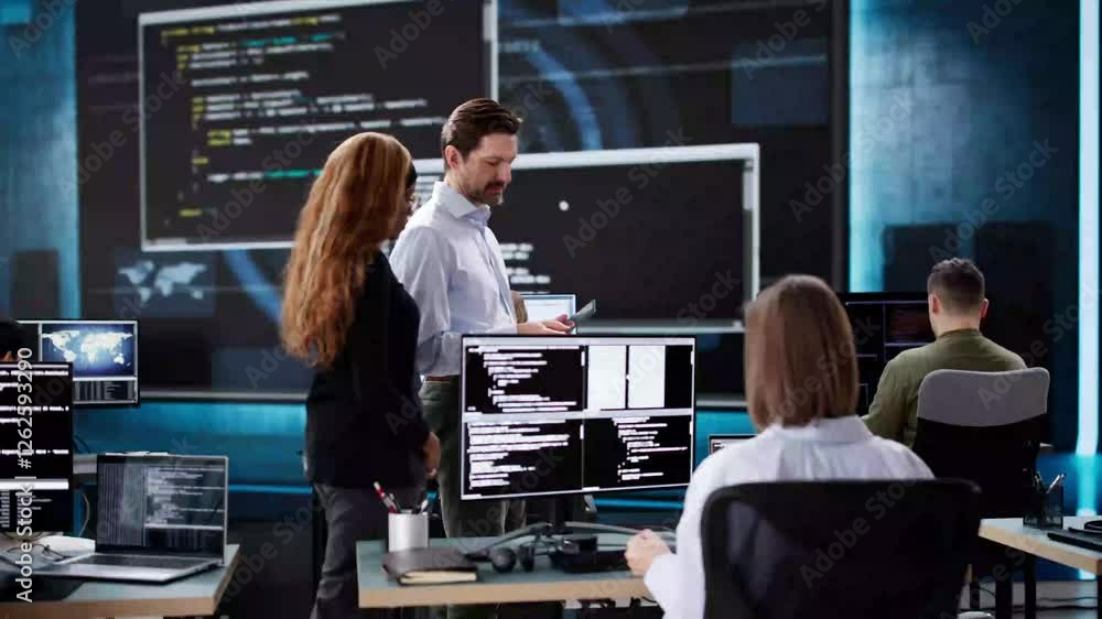 Aufkleber Software Engineers Developers Using Desktop Computers