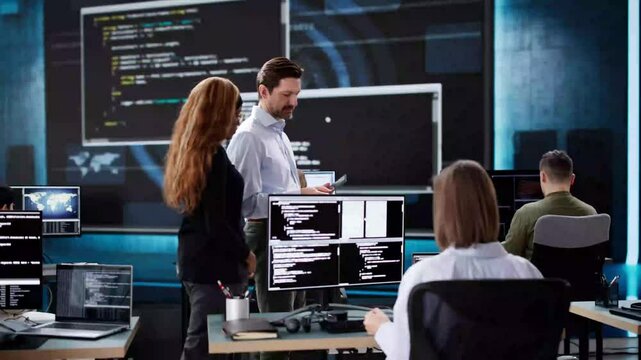 Software Engineers Developers Using Desktop Computers