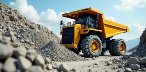 Heavy-duty machinery crushes raw materials for cement , quarry, industrial equipment, factory