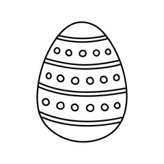 Cute decorated Easter egg isolated on white background. Vector hand-drawn illustration in doodle style. Perfect for holiday designs, cards, logo, decorations.