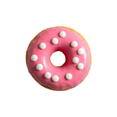 A Delicious Pink and White Polka Dot Donut on transparent background