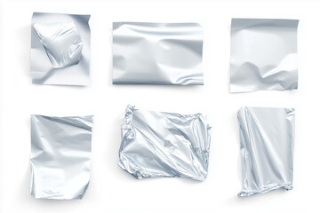 Fototapeta premium Wrinkled clear tape pieces on white background for design and creative applications