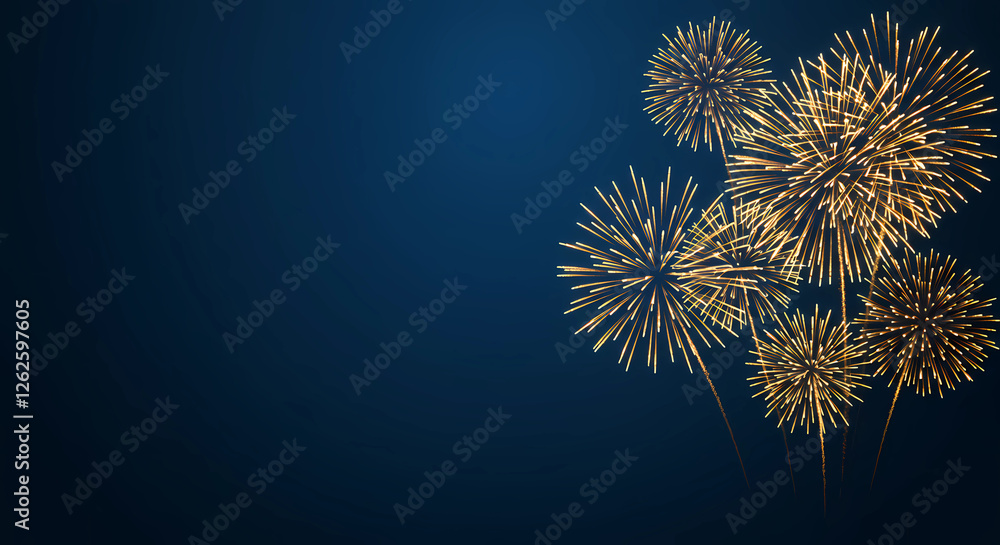Poster a dazzling array of fireworks explodes in vibrant colors over a serene blue backdrop, celebrating a 