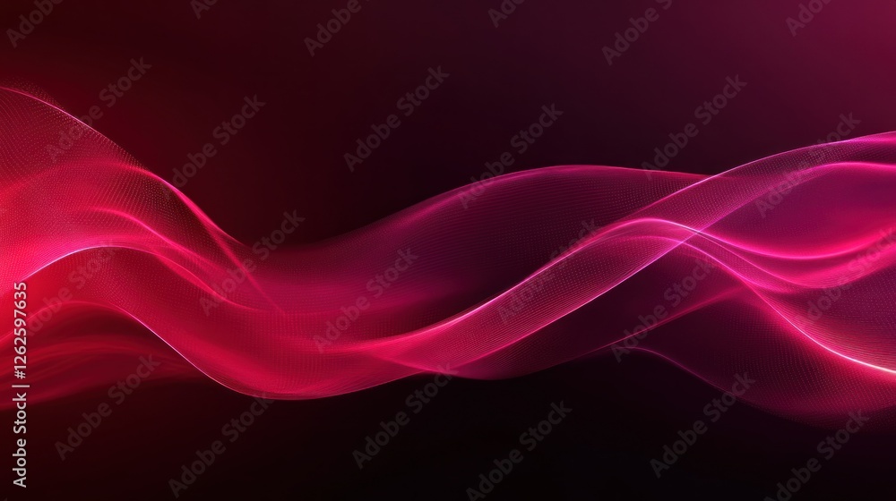 Poster abstract wave patterns in vibrant pink and red hues create a dynamic backdrop, evoking energy and mo