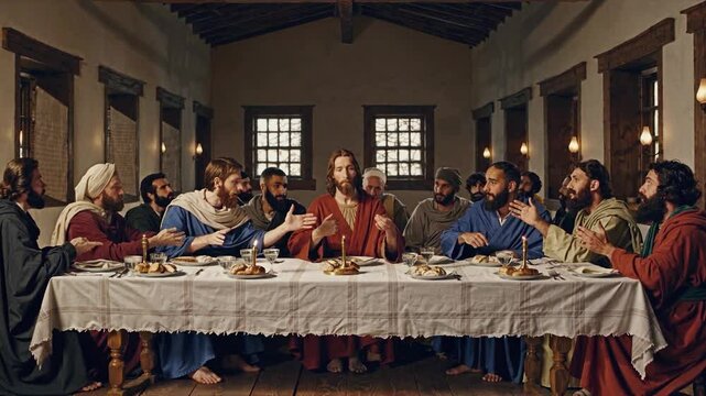 The Last Supper with Disciples in a Simple and Reverent Composition