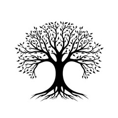 tree with roots silhouette