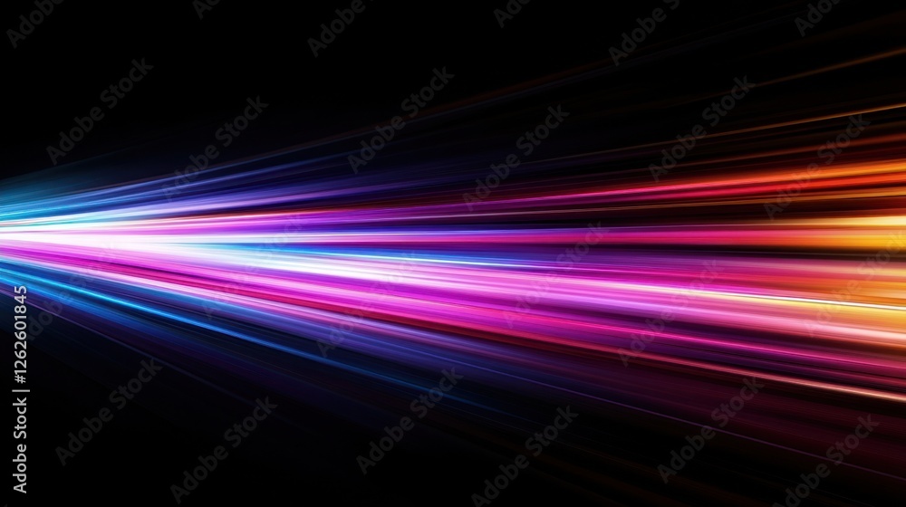 Poster vibrant beams of colorful light streak across a dark background, creating a dynamic and energetic vi