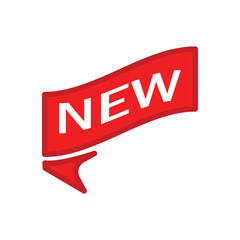 New ribbon red, icon, flat, design, vector, illustrations, education, style, trendy, collections