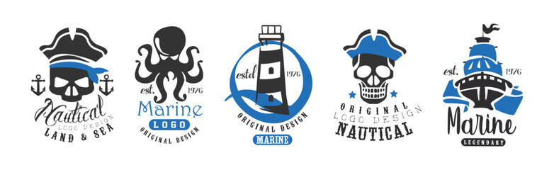 Marine and Nautical Original Logo Design Template Vector Set