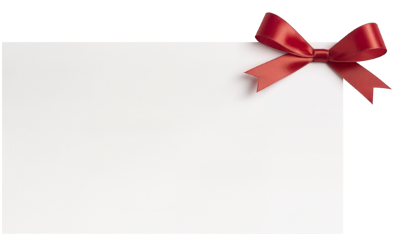 ribbon bow greeting card mockup on transparent background