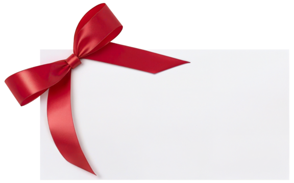 ribbon bow greeting card mockup on transparent background