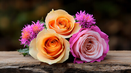 Naklejka premium nature-inspired wildflower and rose bouquet