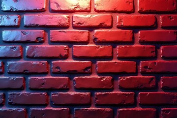 Vibrant Red and Blue Brick Wall Texture Close Up
