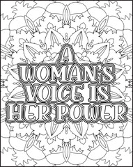 Women's Day Quote Coloring Page for Adults. Women's Day Coloring Page for Women