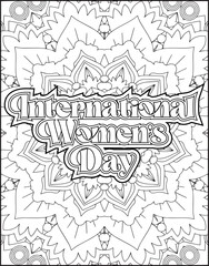 Obraz premium Women's Day Quote Coloring Page for Adults. Women's Day Coloring Page for Women