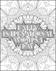 Obraz premium Women's Day Quote Coloring Page for Adults. Women's Day Coloring Page for Women