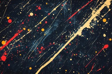 abstract digital paint splatter creating cosmic nebula patterns in deep space, merging organic and...