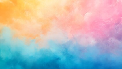 Dreamy Pastel Sky Abstract Cloudscape with Soft Sunlight and Vibrant Pink Yellow and Blue Hues Creating a Fantasy Atmosphere