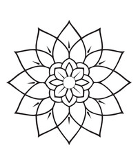 Botanical Mandala Illustration Black and White Vector Design