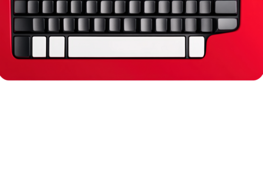 Top view digital keyboard design studio isolated on transparent background