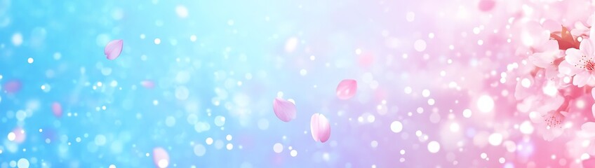 Blossoming Beauty Spring Cherry Blossoms Frame Snowy Mountain Peak in a Serene Pastel Landscape with Delicate Falling Petals