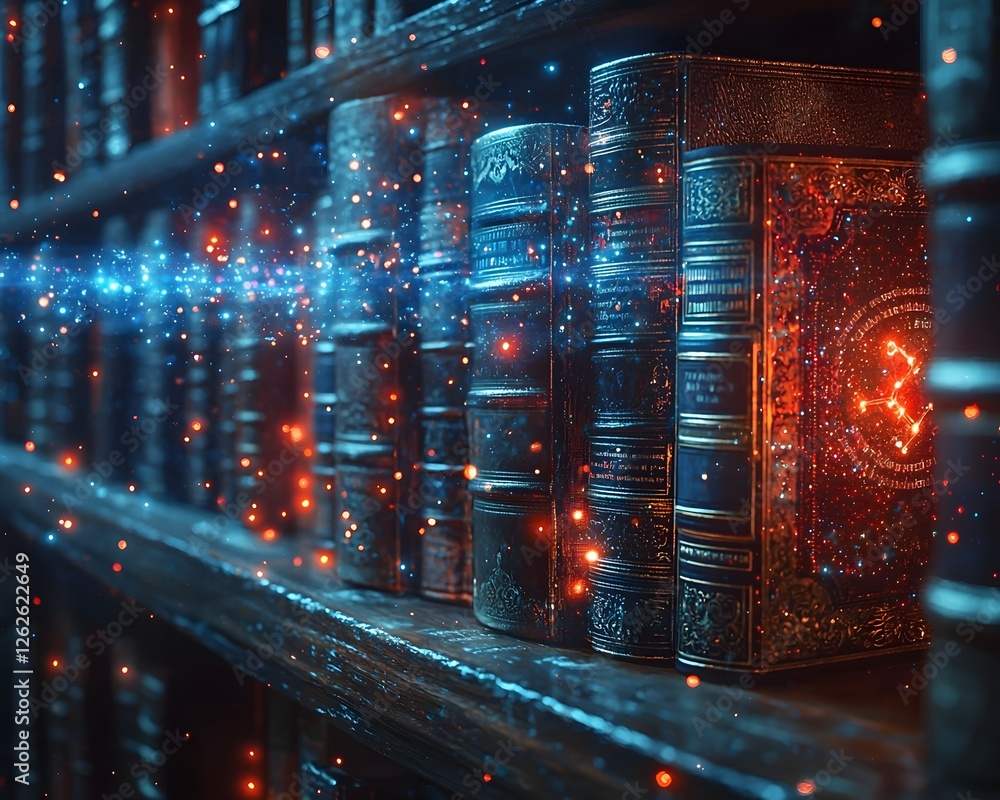 Poster glowing library of diverse skills and knowledge