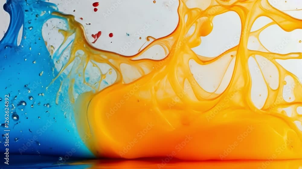 Leinwandbilder blue and orange ink splash: a vibrant, dynamic image of blue and orange ink colliding and splashing,