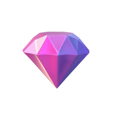 A vibrant pink and purple 3D rendered diamond on a cutout background.
