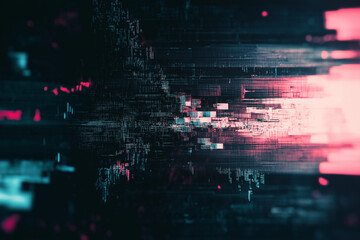 Fototapeta premium Abstract futuristic cyberpunk displacement map for 3d rendering. Random distorted black white broken glitch screen background. Digital as manual, lo-fi retro video noise overlay