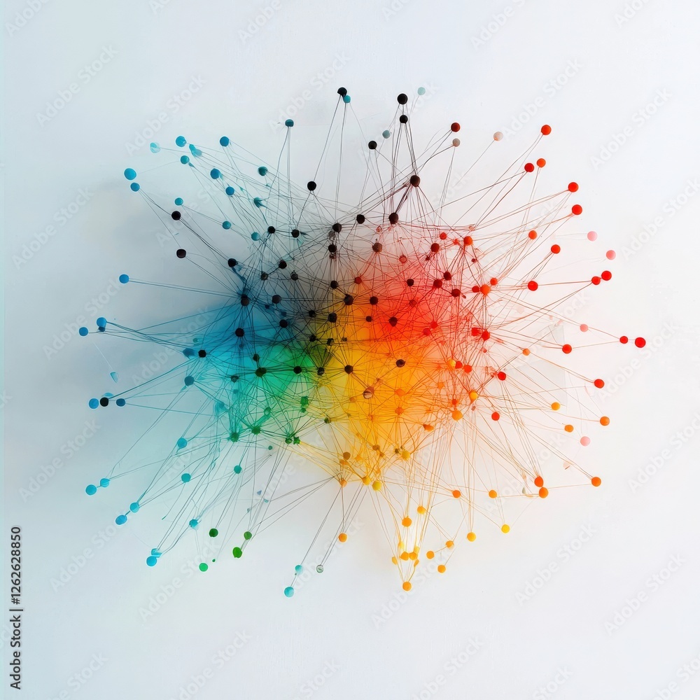 Poster a creative representation of data networks connecting global markets.