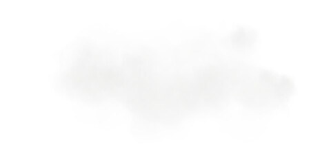 Bright Grey Smoke Cloud Illustration. Fantastic grey smoke. Magic smoke. Smog cloud on podium or stage. Fog vapor over ground or water surface, magic haze. Magic smoke, magic fog, grey steam. PNG.