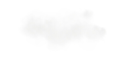 Bright Grey Smoke Cloud Illustration. Fantastic grey smoke. Magic smoke. Smog cloud on podium or stage. Fog vapor over ground or water surface, magic haze. Magic smoke, magic fog, grey steam. PNG.