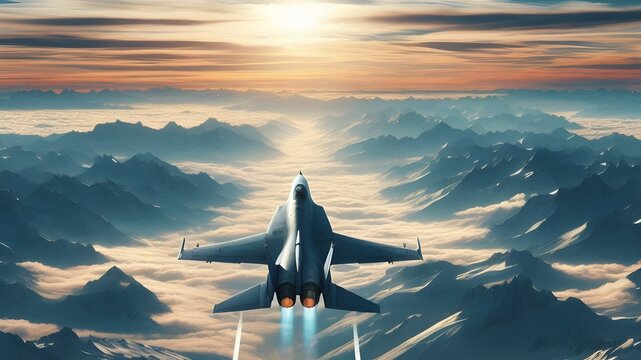 Modern jet plane in the sky