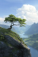 Obraz premium Visual depiction of mindful breathing exercises in a serene outdoor space, highlighting nature’s charm and soothing atmosphere for relaxation.